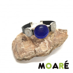 Pulsera plana negro + picado