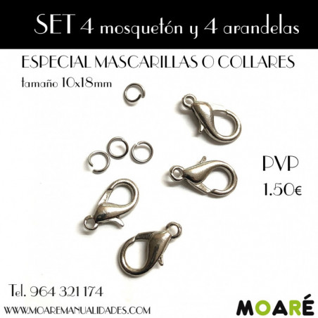 SET 4 mosquetón y 4 arandelas